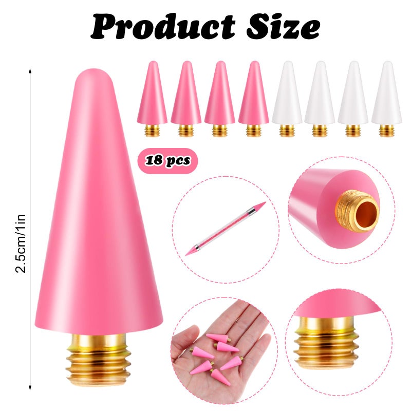 DOPENSPI 18PCS Wax Replacement Head Tips, Nail Rhinestones Picker Replacement Waxs Tips for Rhinestone Tool Rhinestone Picker Head for Nail Dotting(Mix) - Image 3